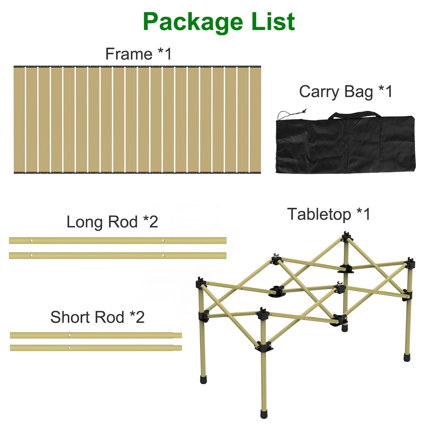 Portable Folding Camping Table - Lightweight Carbon Steel, Multiple Sizes