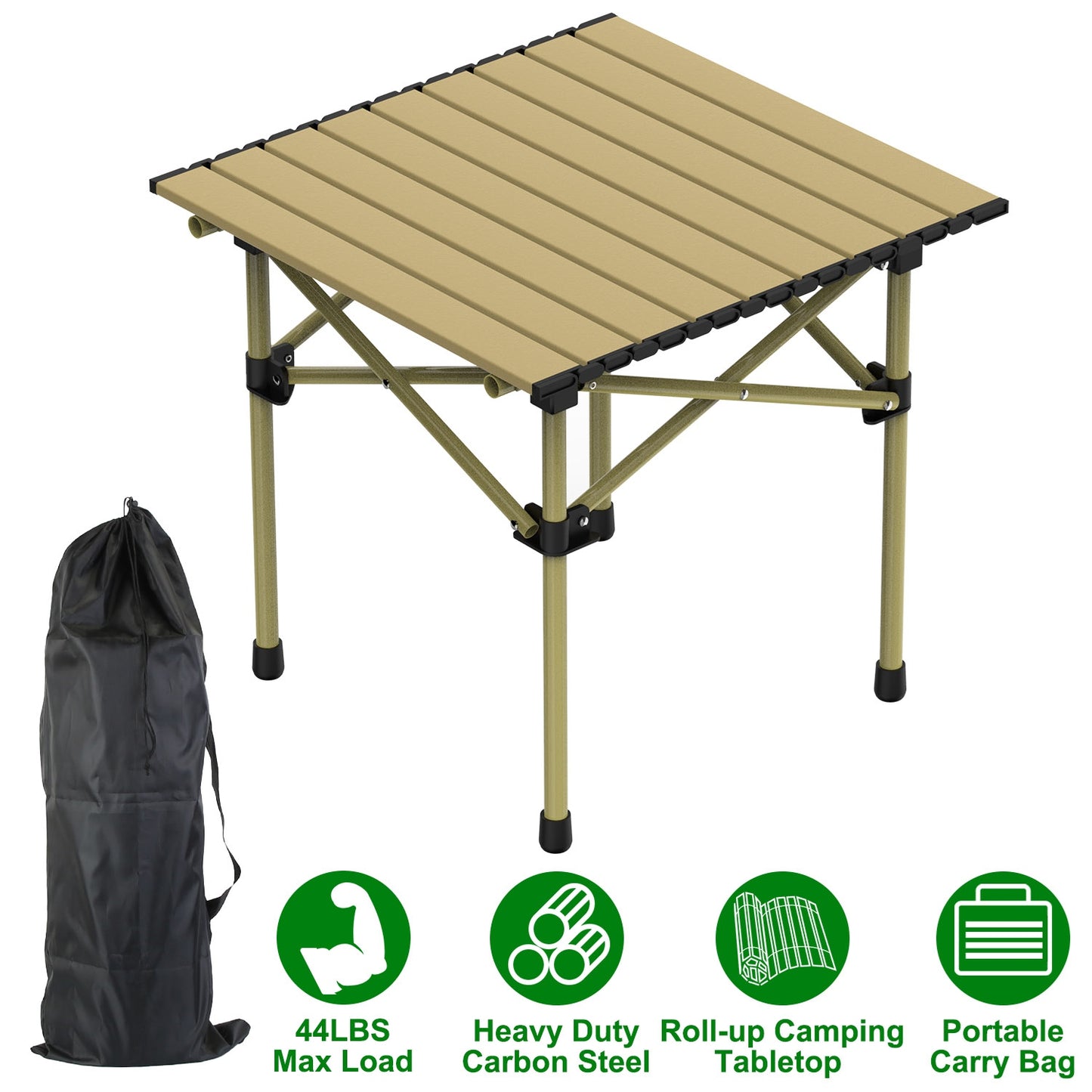 Portable Folding Camping Table - Lightweight Carbon Steel, Multiple Sizes