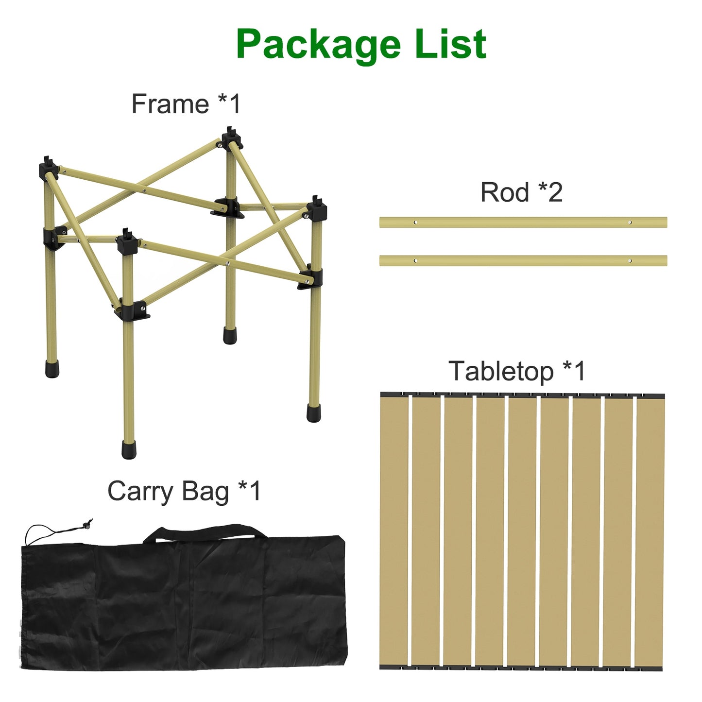 Portable Folding Camping Table - Lightweight Carbon Steel, Multiple Sizes