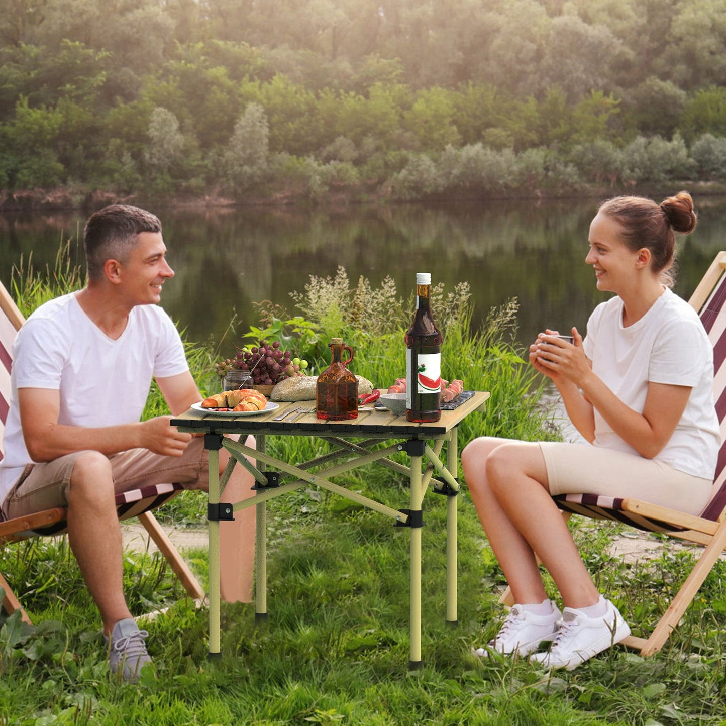 Portable Folding Camping Table - Lightweight Carbon Steel, Multiple Sizes