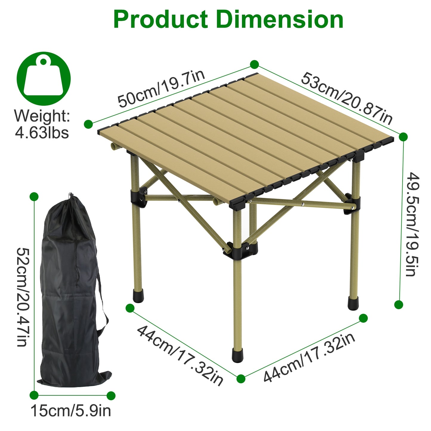 Portable Folding Camping Table - Lightweight Carbon Steel, Multiple Sizes