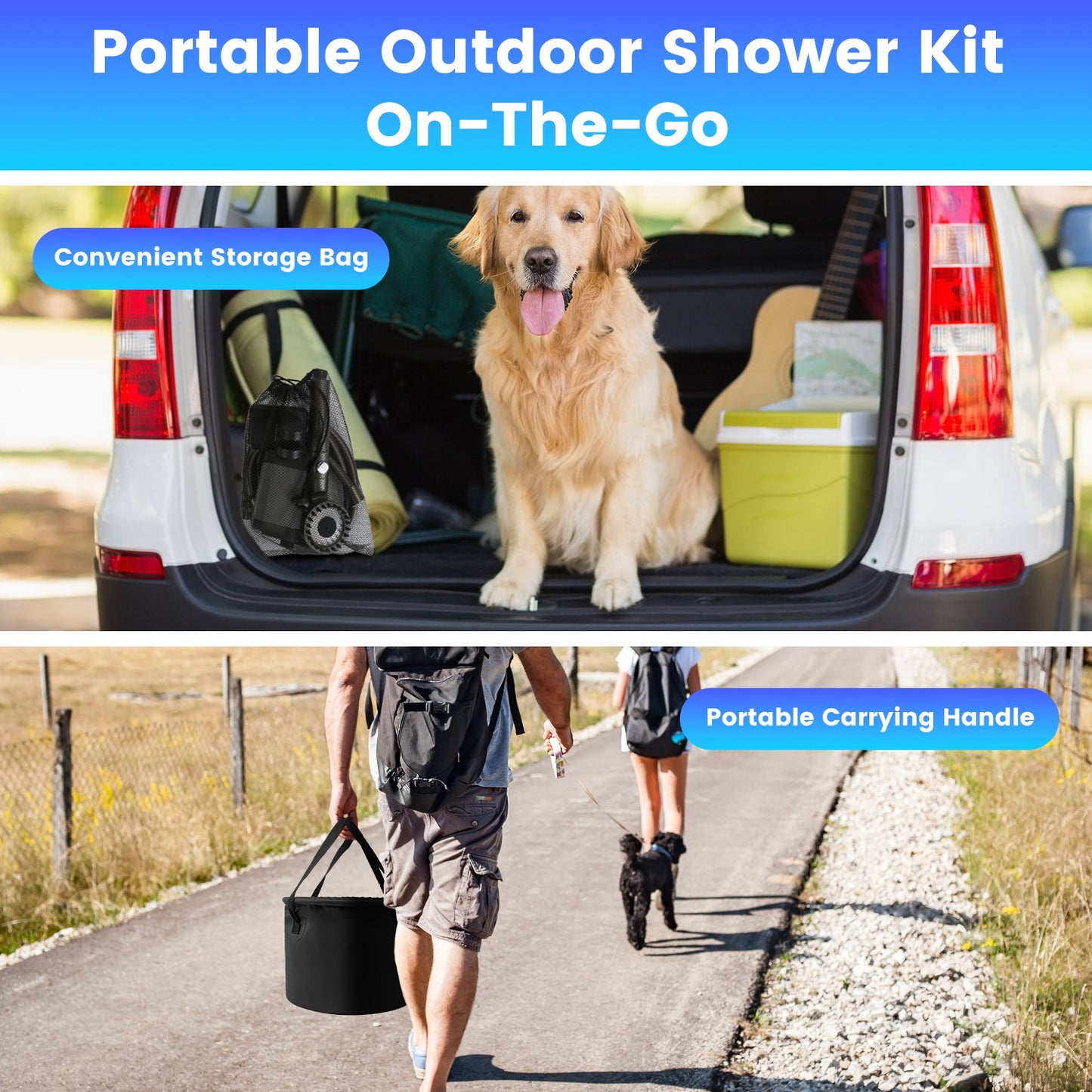 Portable Camping Shower with 6000mAh Battery & Filtered Shower Head