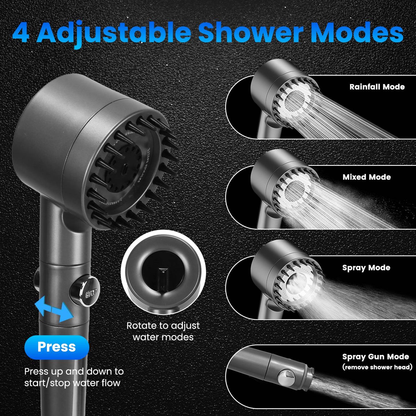 Portable Camping Shower with 6000mAh Battery & Filtered Shower Head