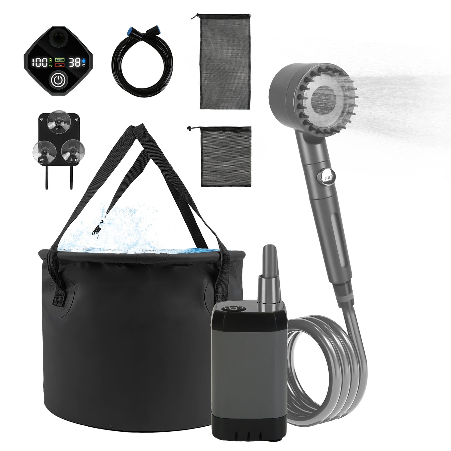 Portable Camping Shower with 6000mAh Battery & Filtered Shower Head