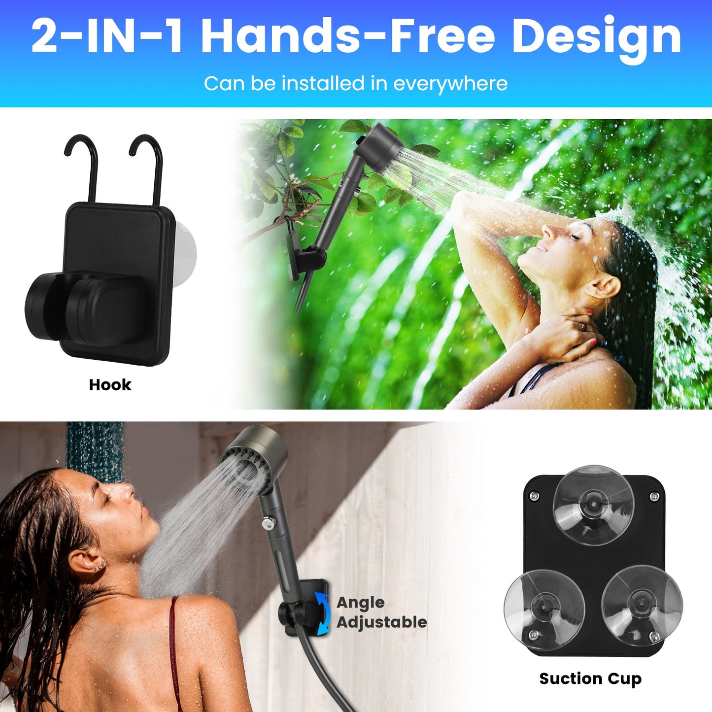 Portable Camping Shower with 6000mAh Battery & Filtered Shower Head