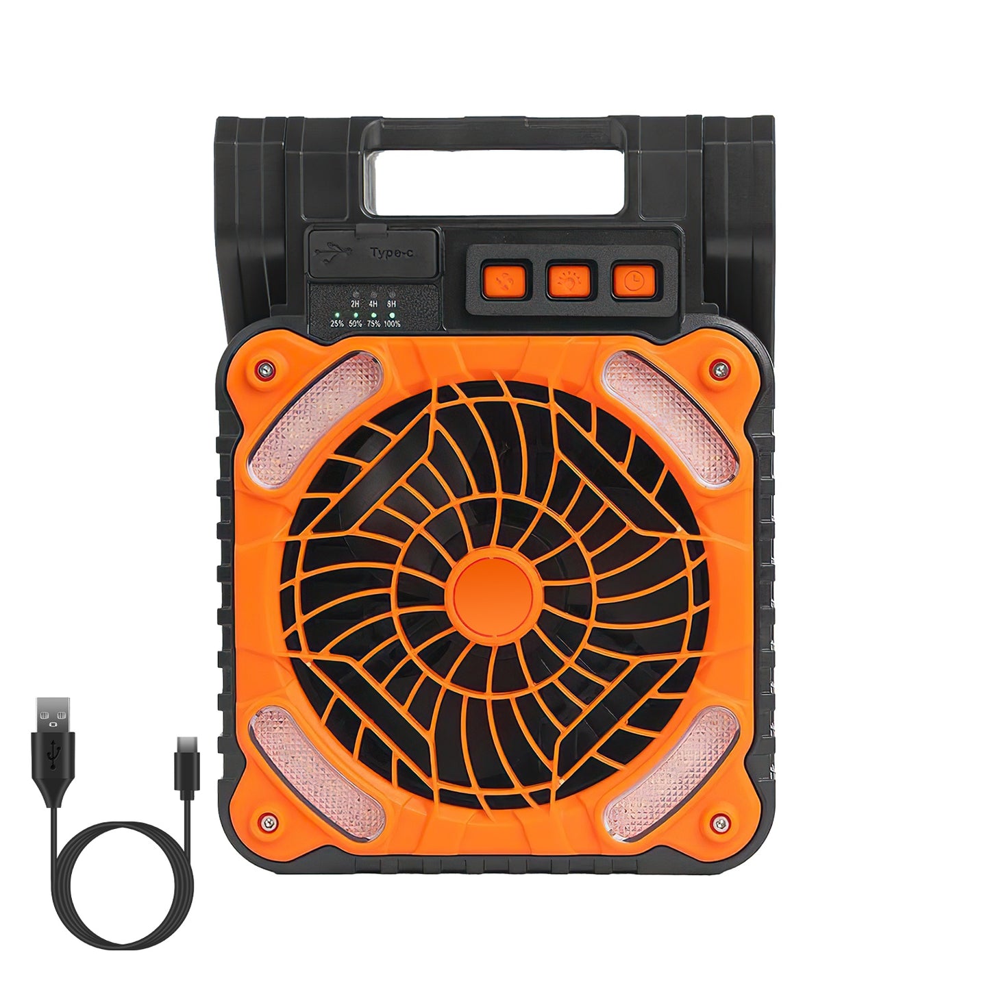 Solar Camping Fan with LED Lantern - 5200mAh Rechargeable