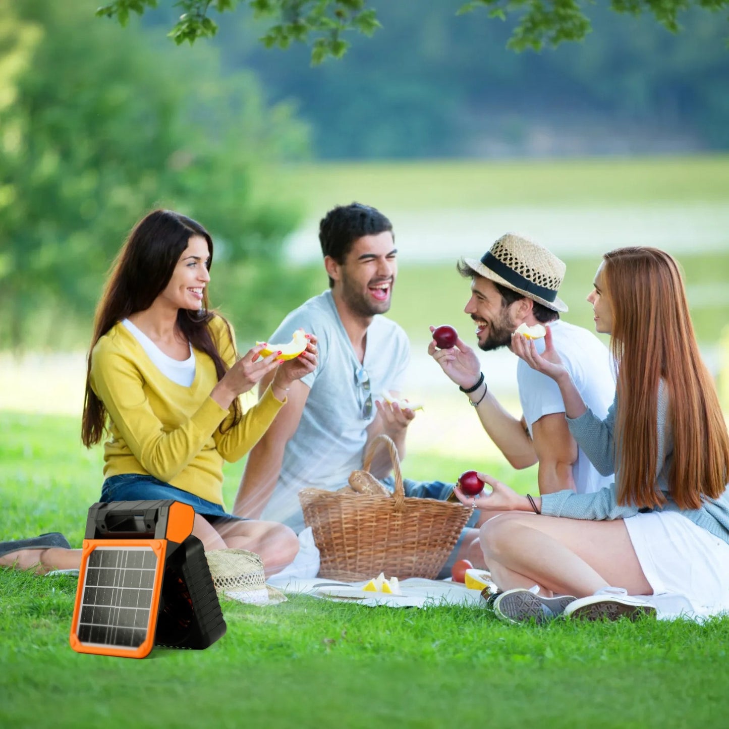 Solar Camping Fan with LED Lantern - 5200mAh Rechargeable
