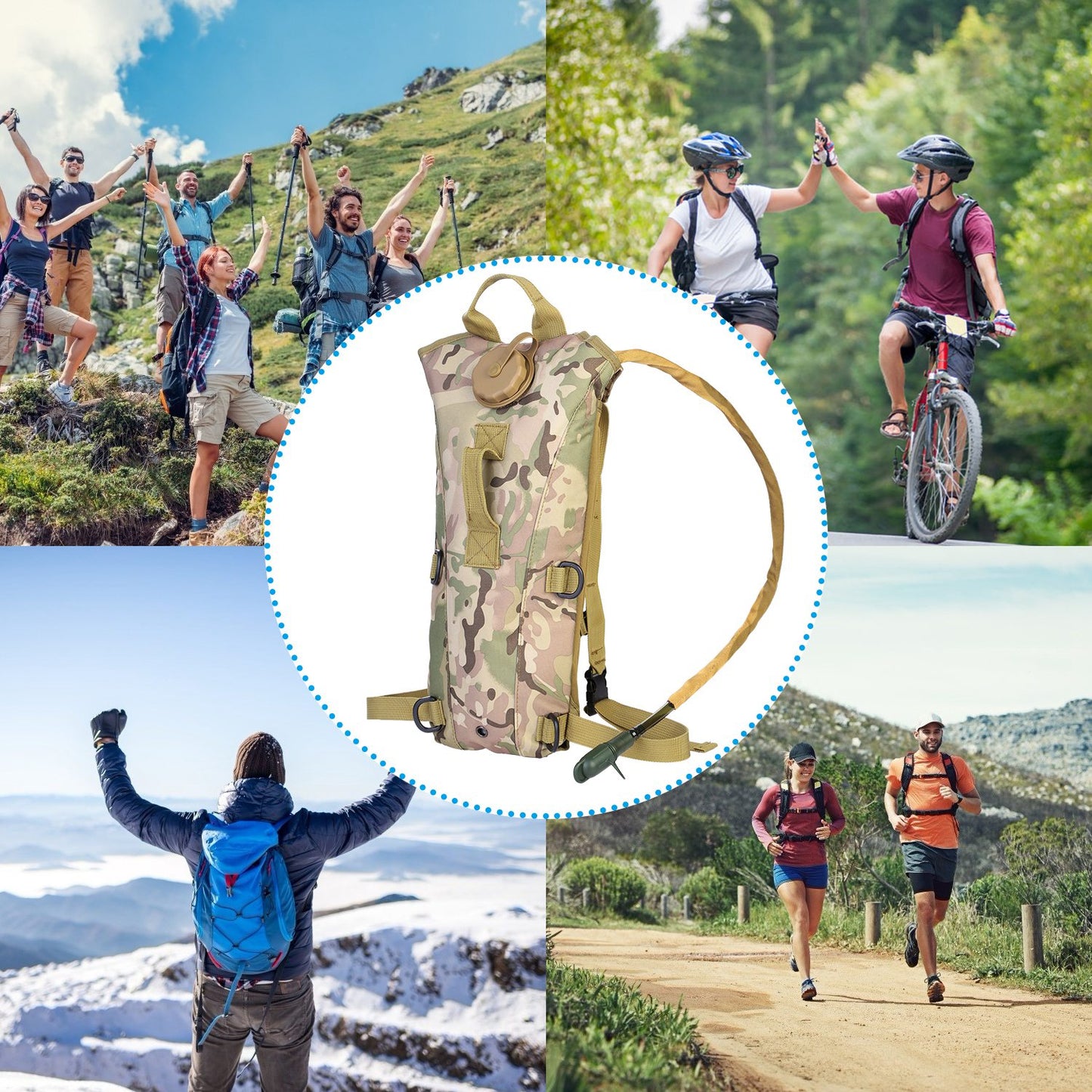 3L Tactical Hydration Pack - Adjustable Water Backpack for Hiking & Cycling