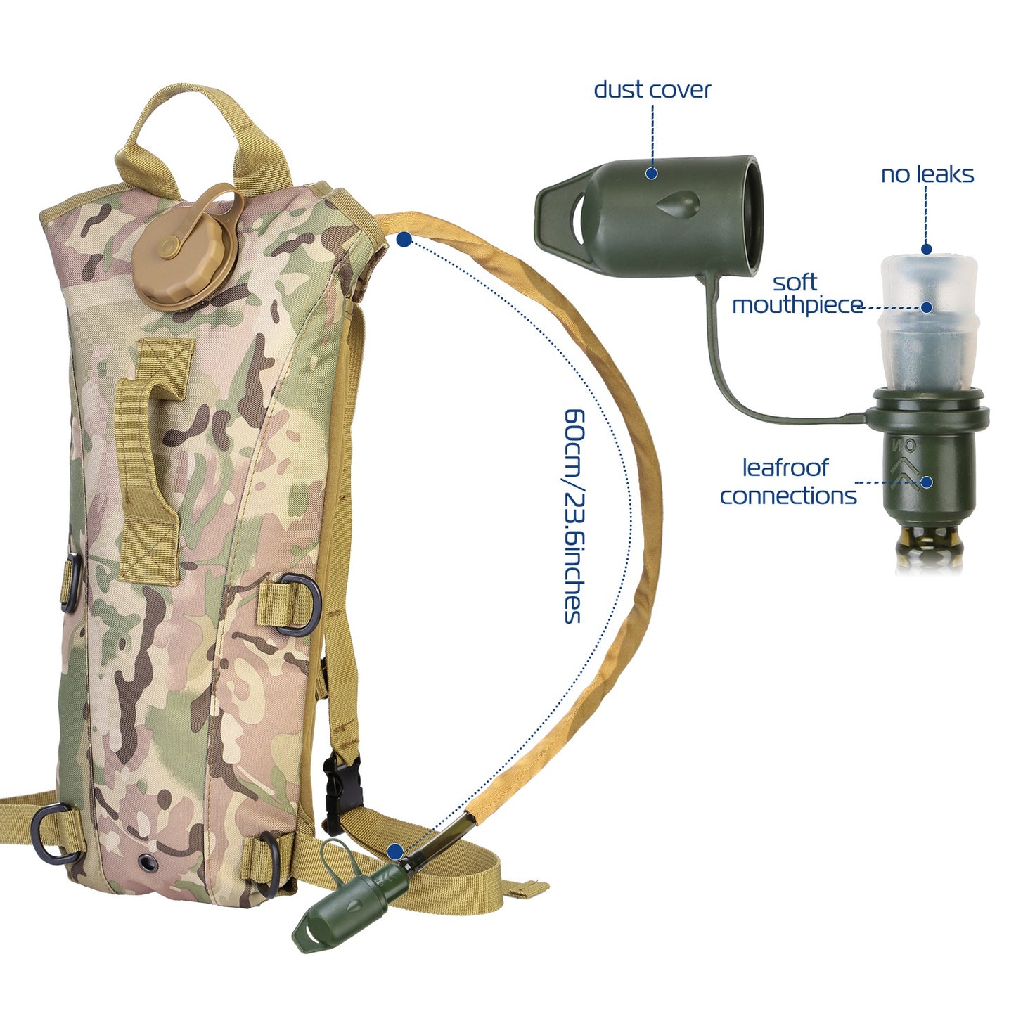 3L Tactical Hydration Pack - Adjustable Water Backpack for Hiking & Cycling