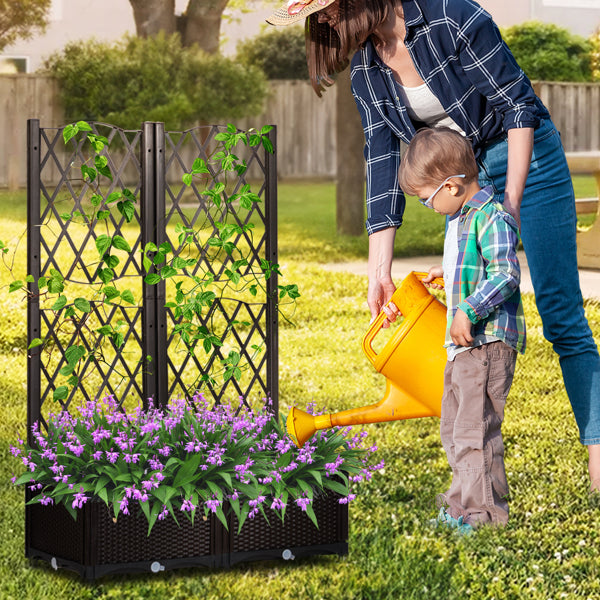 Garden Trellis Planter Box with Support, 80x40x122.5cm, Carbon Color