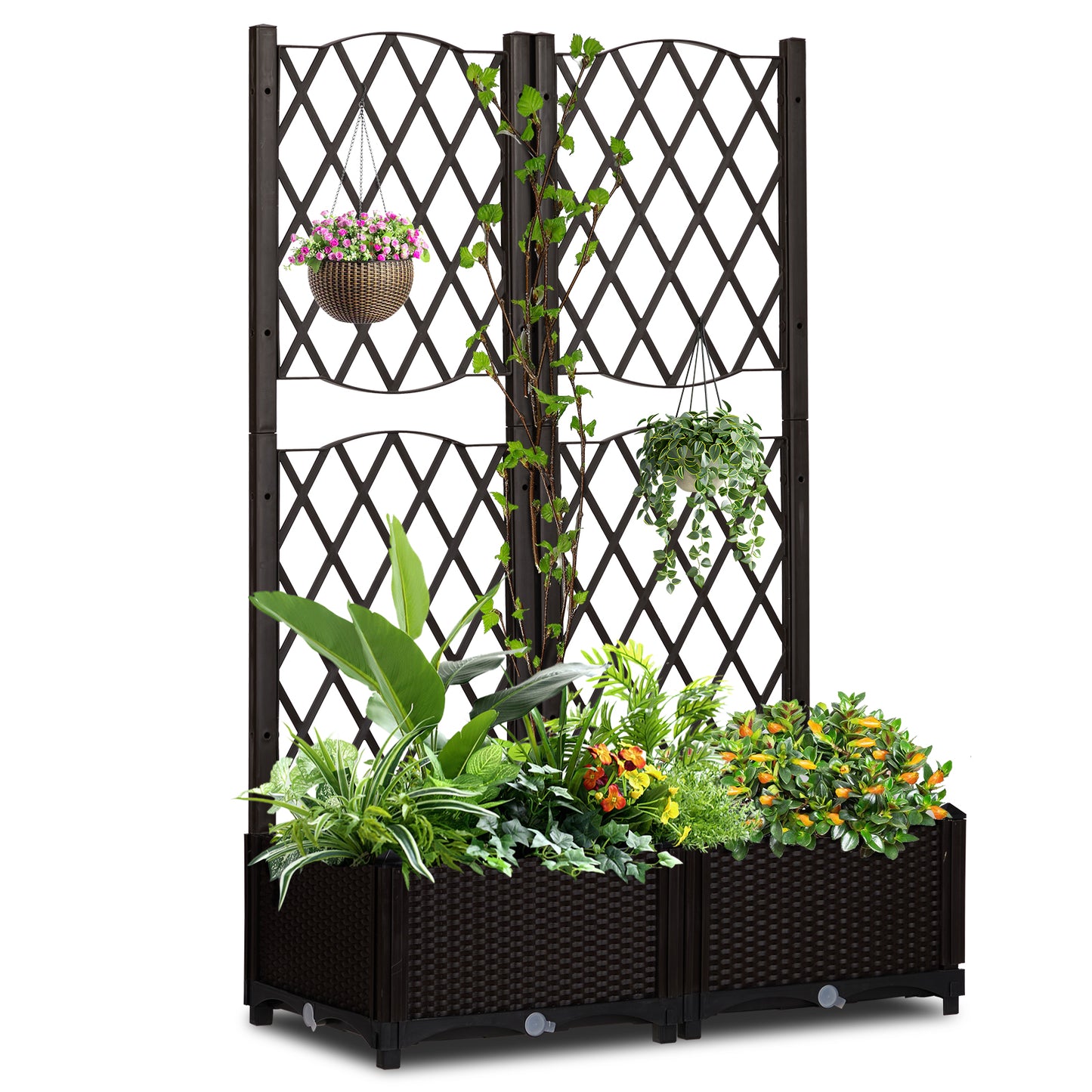 Garden Trellis Planter Box with Support, 80x40x122.5cm, Carbon Color