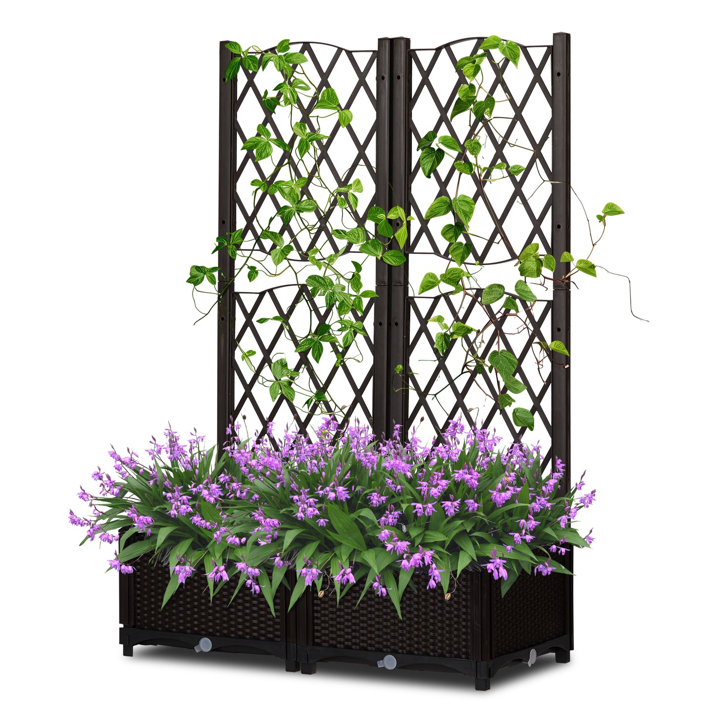 Garden Trellis Planter Box with Support, 80x40x122.5cm, Carbon Color