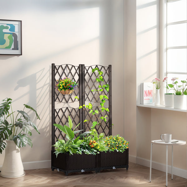 Garden Trellis Planter Box with Support, 80x40x122.5cm, Carbon Color