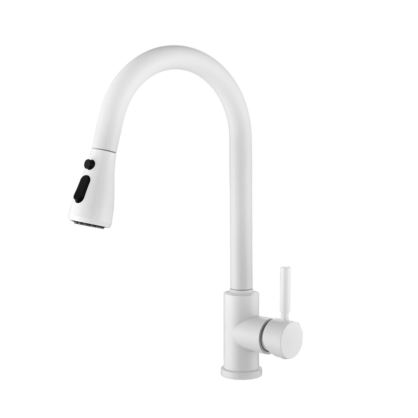 Kitchen Faucet with Pull-Out Sprayer - White Finish
