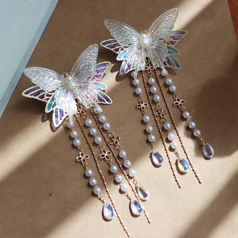 Butterfly Hairpin with Tassel - Hanfu Hair Accessory