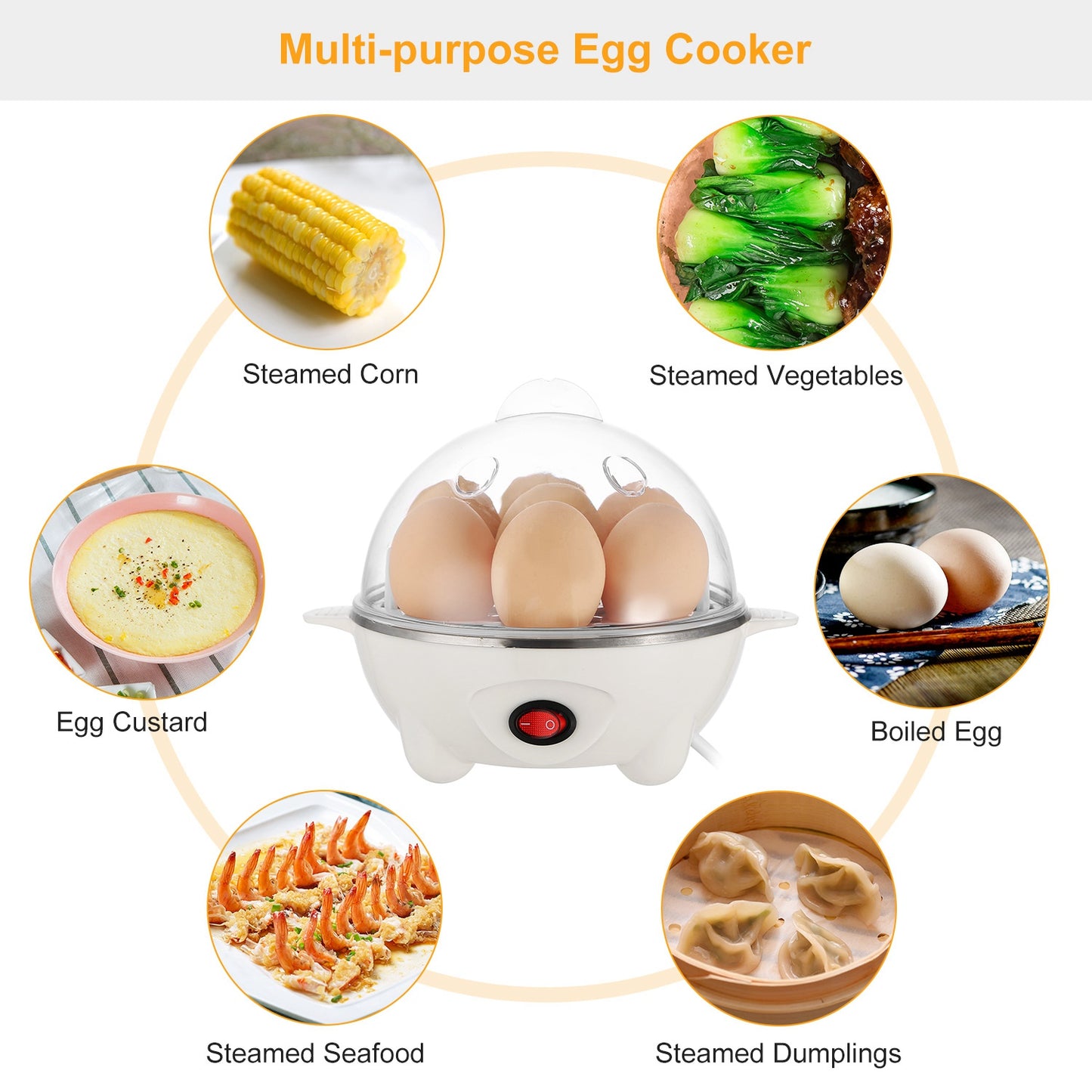 Electric Egg Cooker - 7 Capacity Hard-Boiled Egg Maker