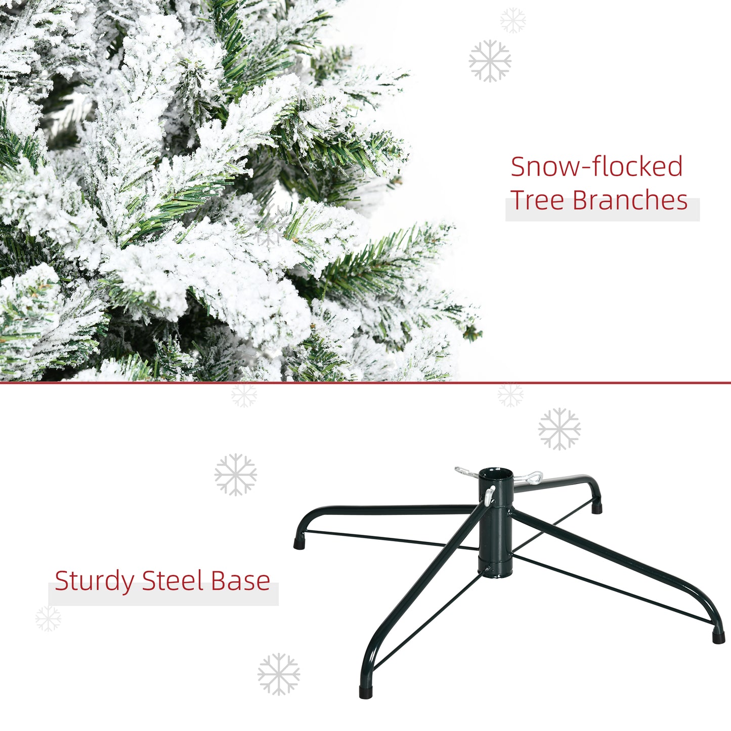 9' Tall Unlit Snow Flocked Pine Christmas Tree - Green