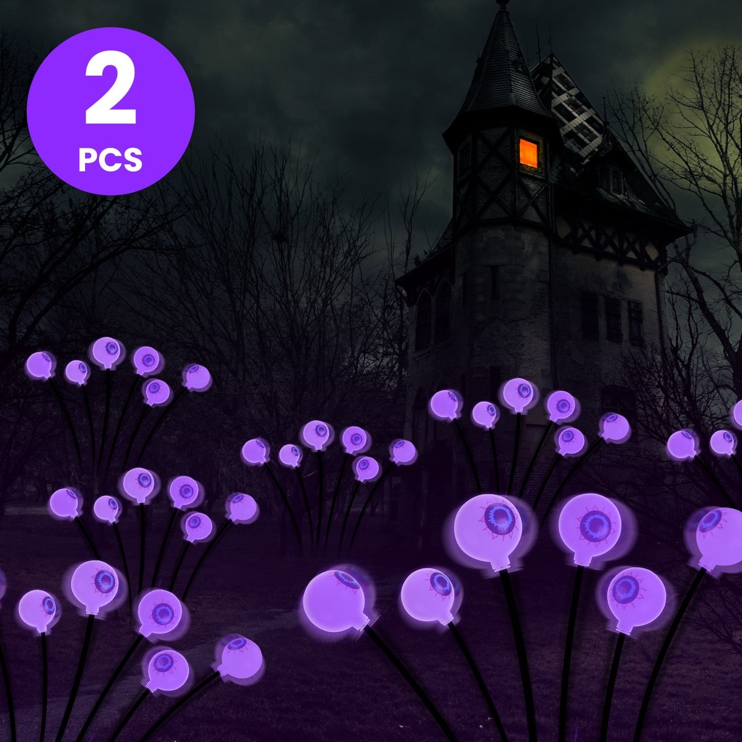 Solar Scary Eyeballs Lights - 2 Pack Halloween Decoration