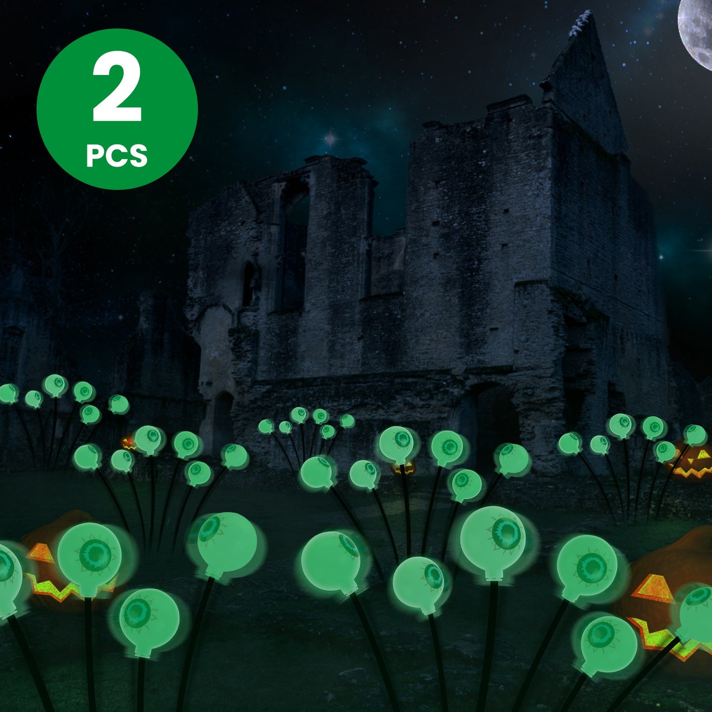 Solar Scary Eyeballs Lights - 2 Pack Halloween Decoration