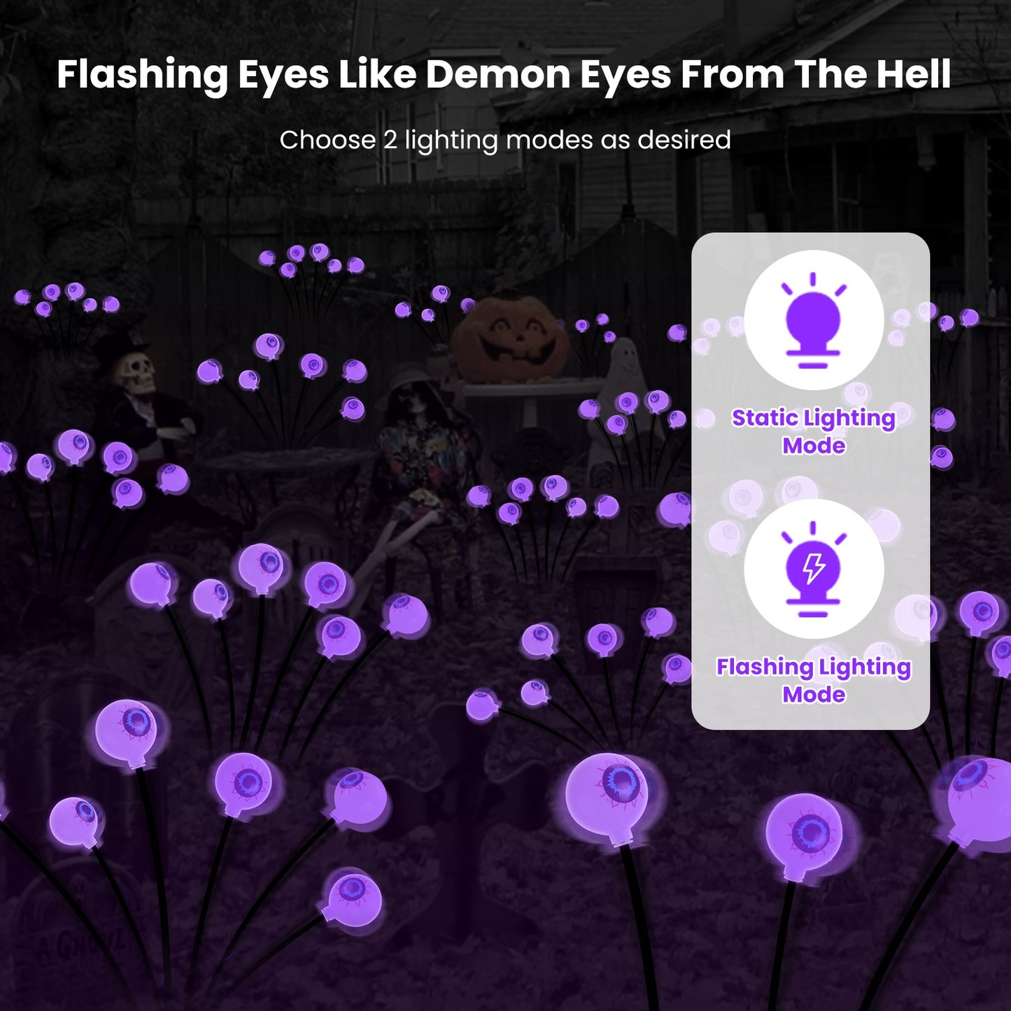 Solar Scary Eyeballs Lights - 2 Pack Halloween Decoration
