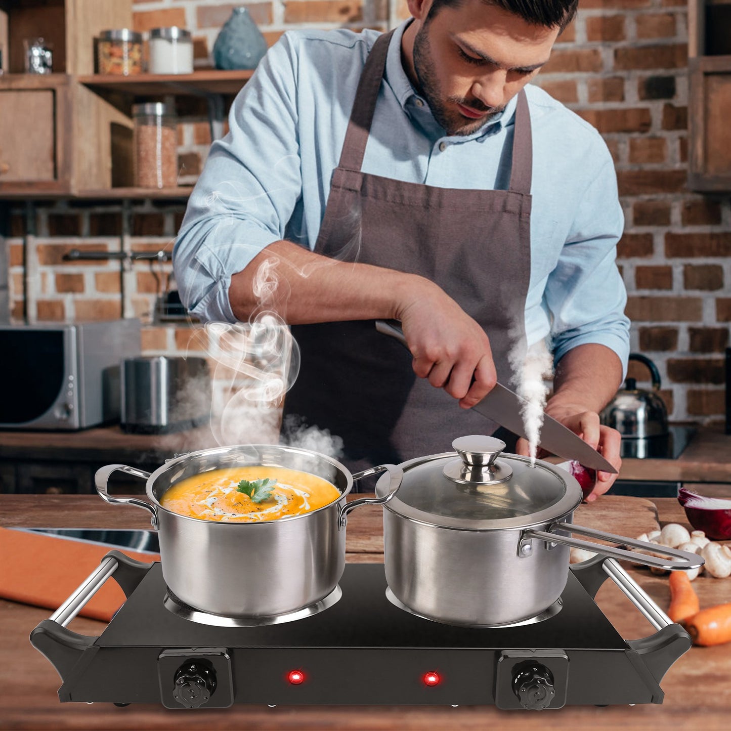 2000W Electric Dual Burner Hot Plate - Portable Coil Stove