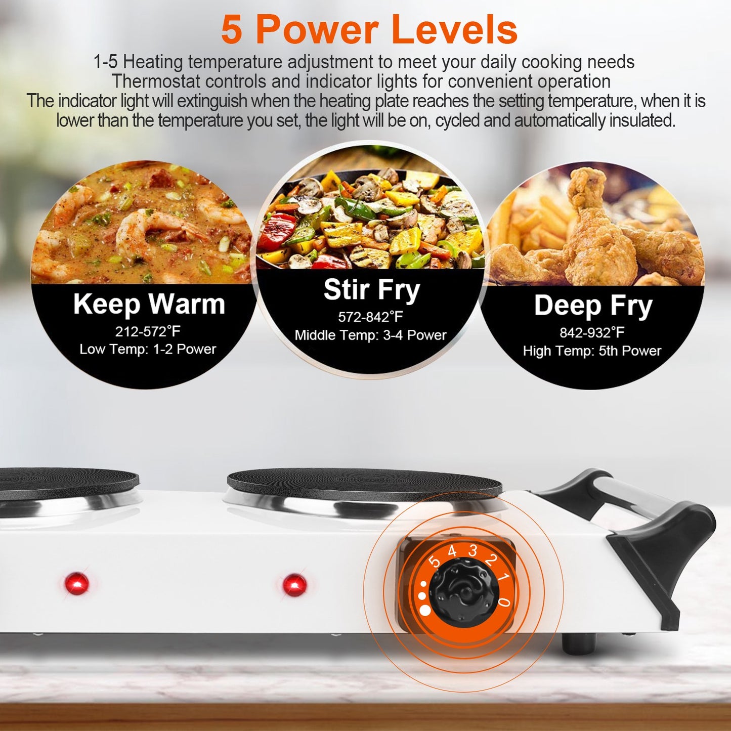 2000W Electric Dual Burner Hot Plate - Portable Coil Stove
