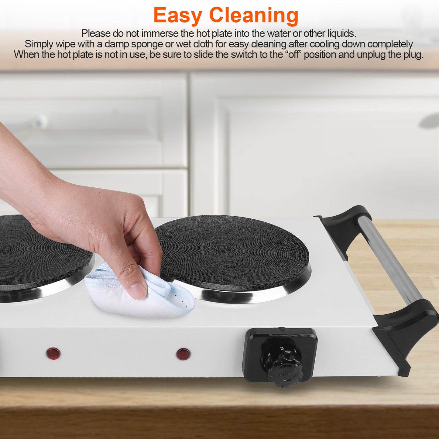 2000W Electric Dual Burner Hot Plate - Portable Coil Stove