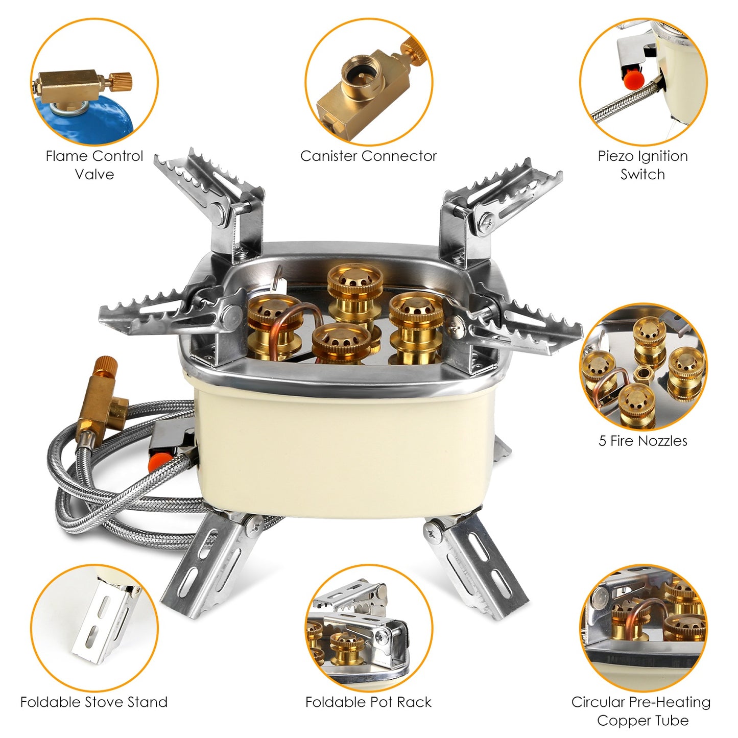 13000W Portable Windproof Camping Stove with Flame Control