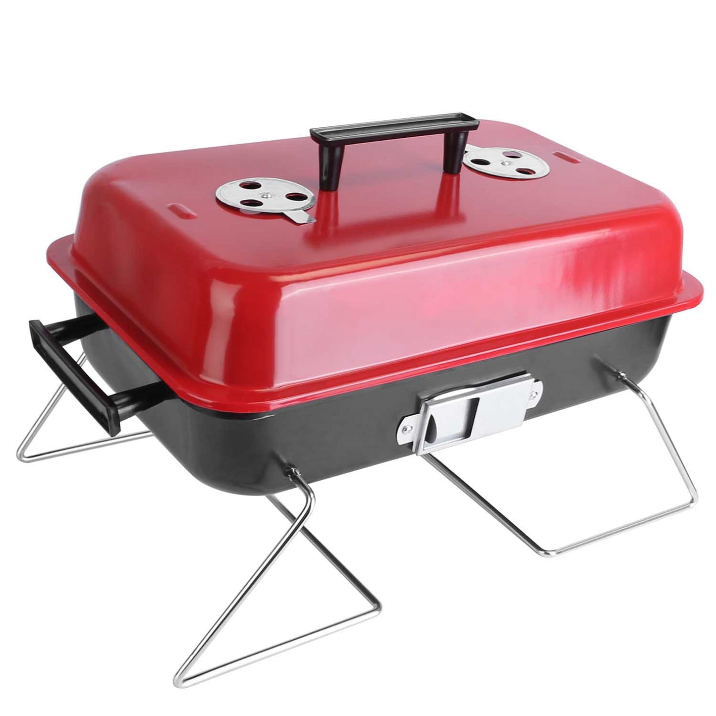 Portable Charcoal Grill - Lightweight Folding BBQ Smoker for Camping & Picnics - Red