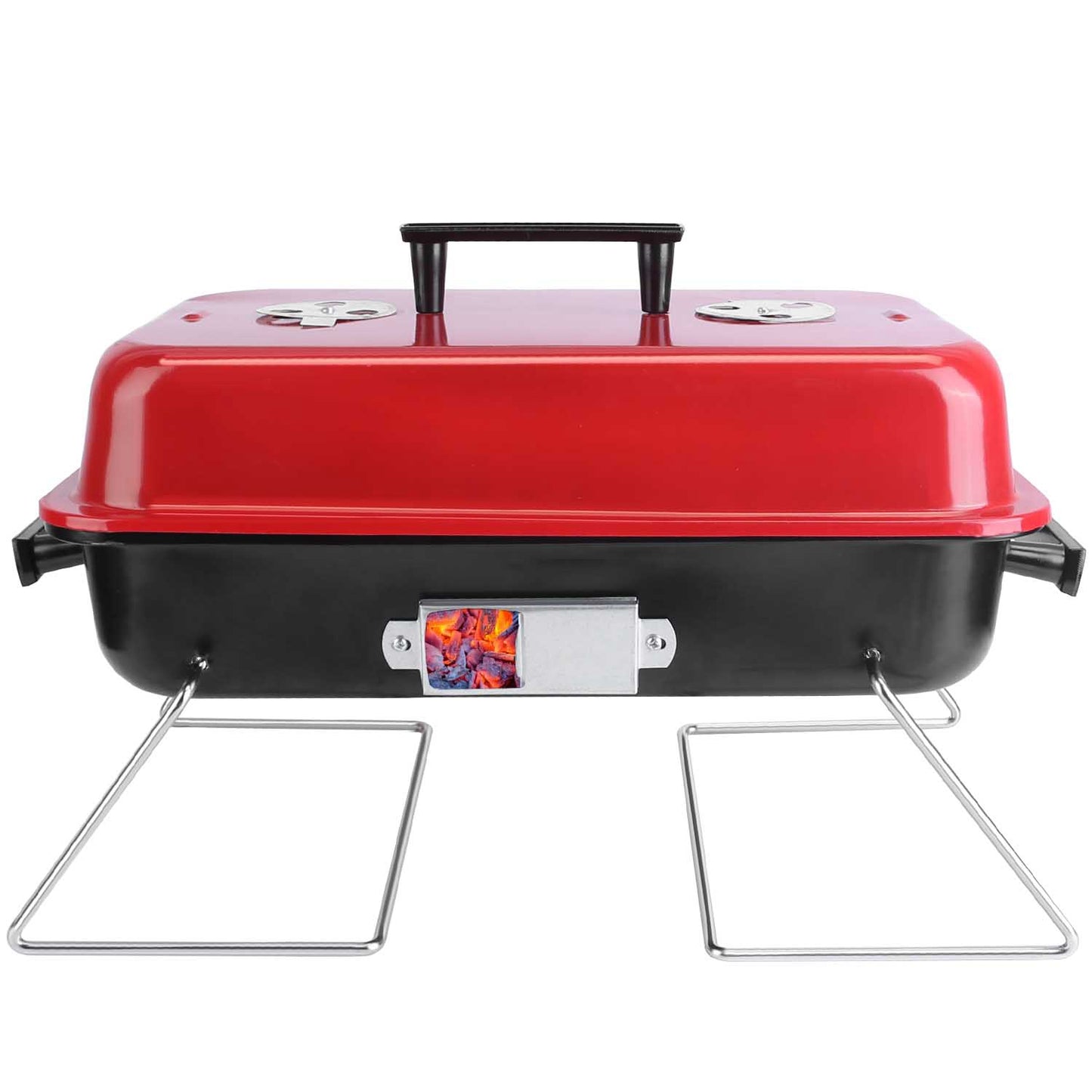 Portable Charcoal Grill - Lightweight Folding BBQ Smoker for Camping & Picnics - Red