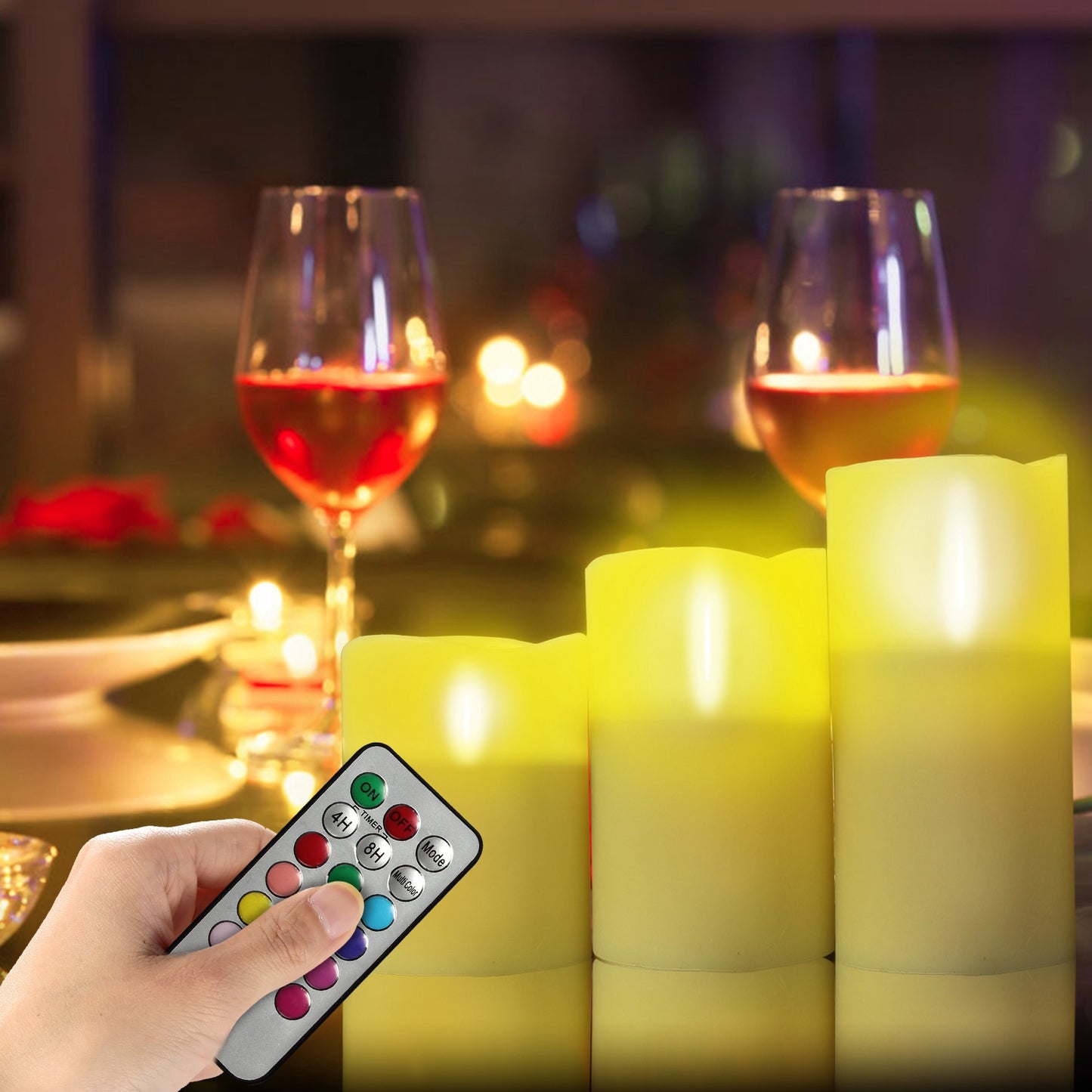 6Pc LED Flameless Candles Set with Remote Control & Timer