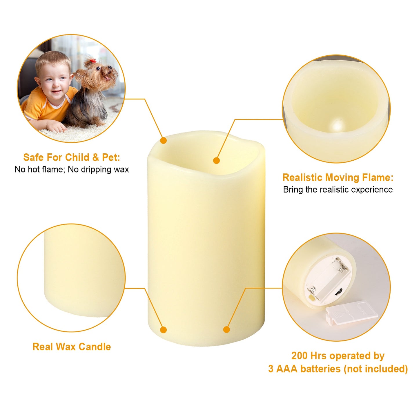 6Pc LED Flameless Candles Set with Remote Control & Timer