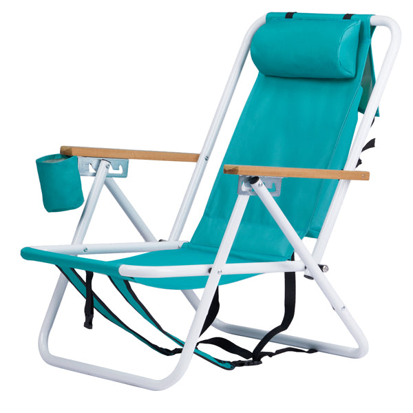 Folding Beach Chair - Mint Green with 4 Reclining Positions