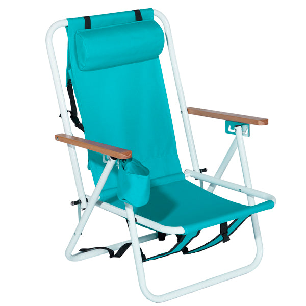 Folding Beach Chair - Mint Green with 4 Reclining Positions
