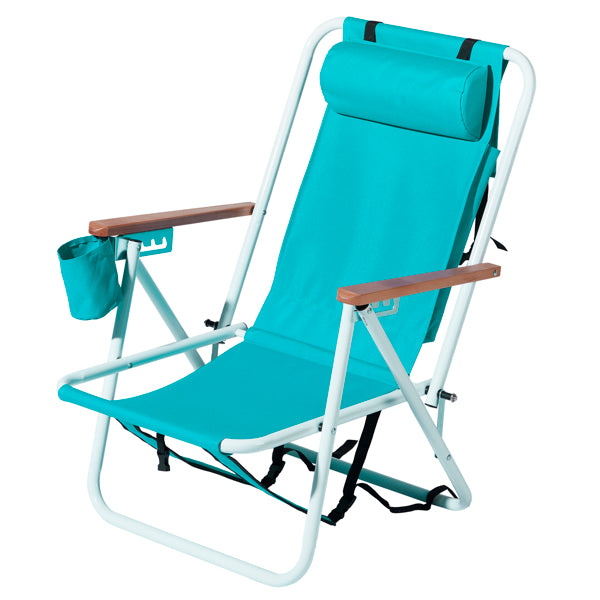Folding Beach Chair - Mint Green with 4 Reclining Positions