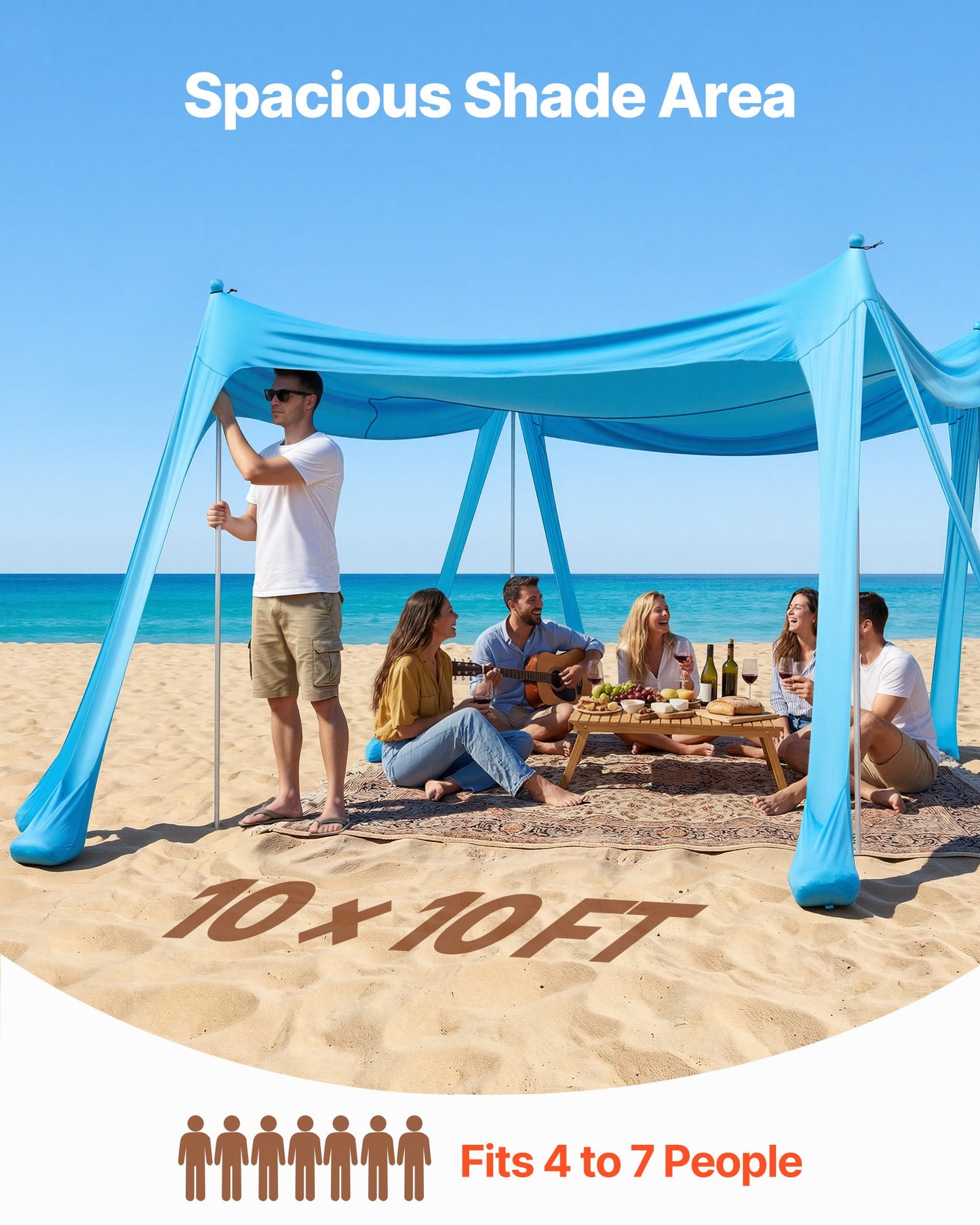 Portable Beach Tent Sun Shelter UPF50+ 10x10 Ft Pop-Up Canopy with Sandbags