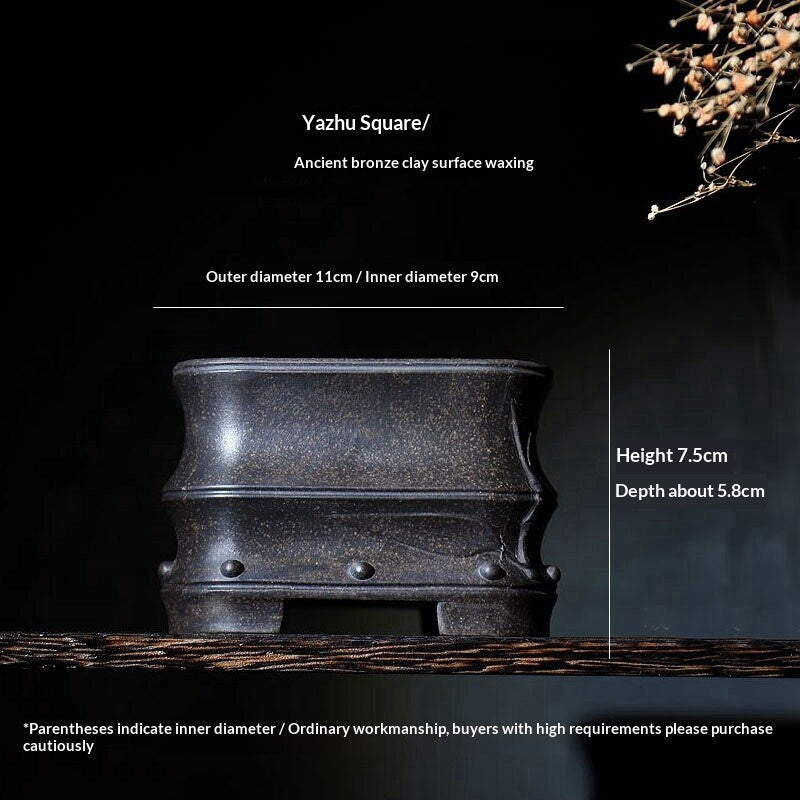 Purple Clay Flower Pot Small Bronze Style for Indoor Plants