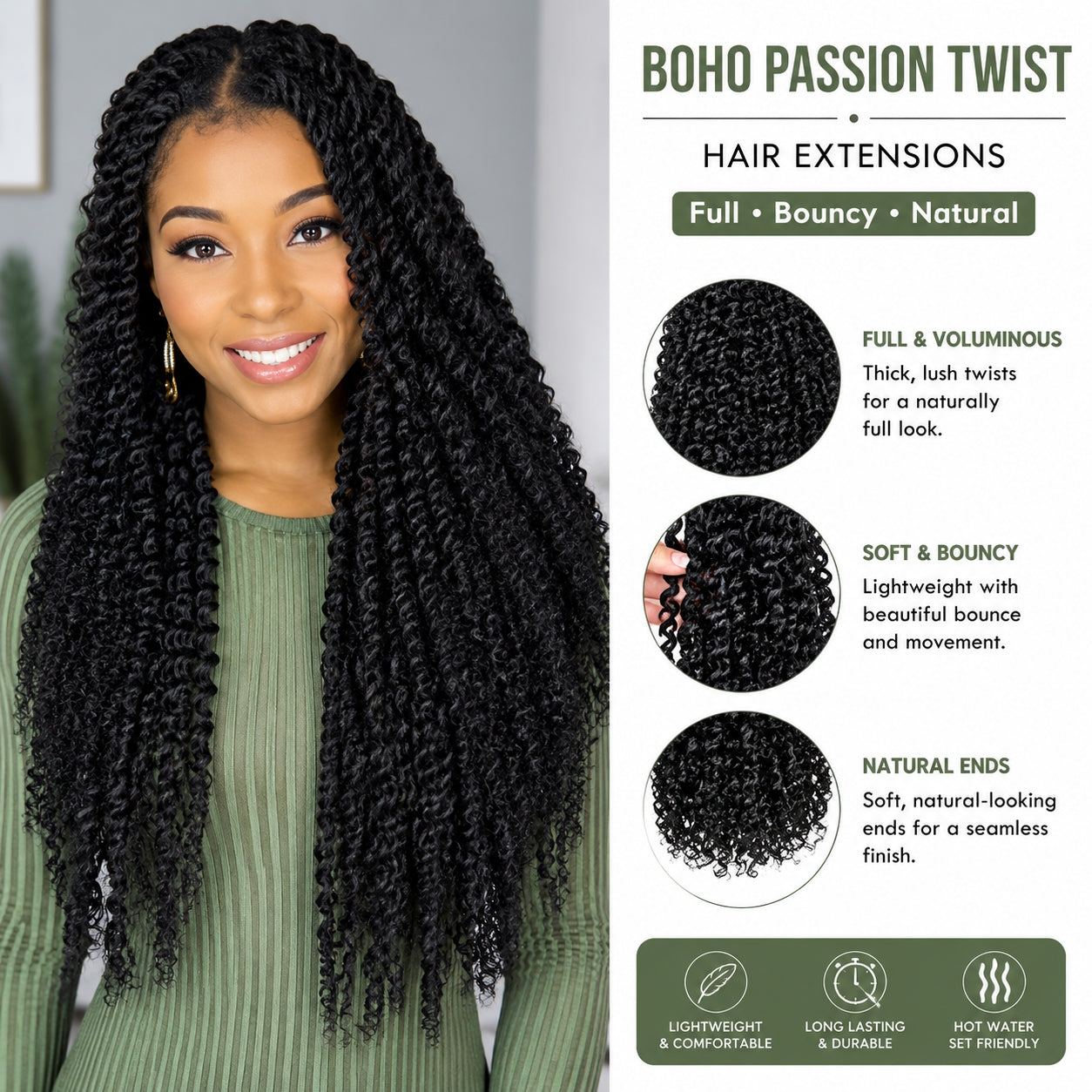 Water Wave Crochet Braiding Hair - Long Bohemian Curly Synthetic Fiber