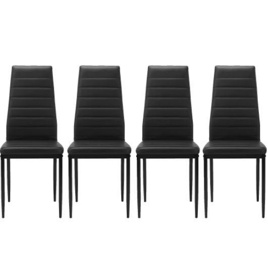 Dining Chair Set for 4 - Comfortable Black PU Chairs