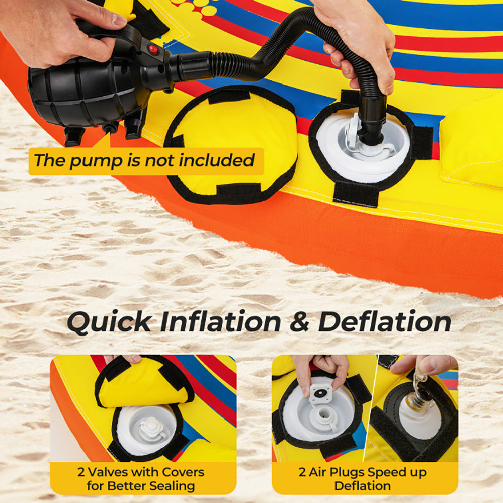 Inflatable Towable Tube for 1-2 Riders - 340 lbs Capacity
