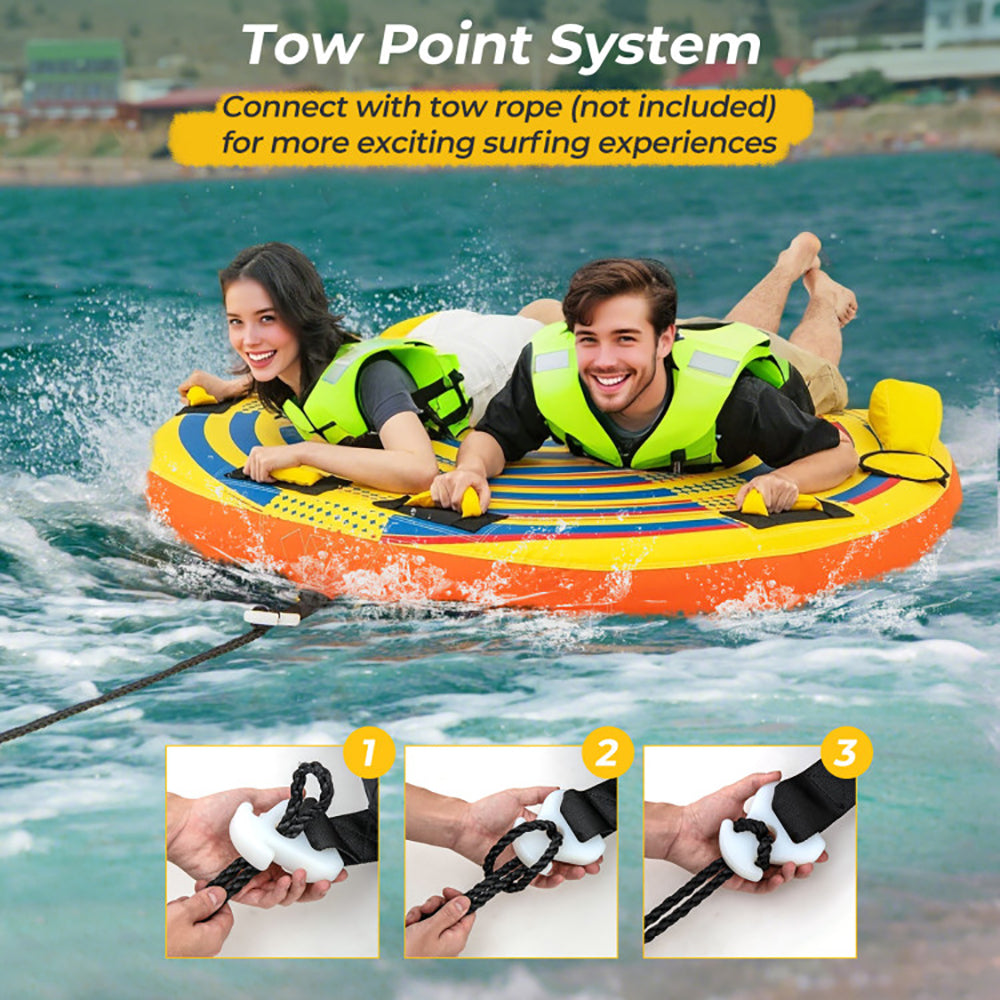Inflatable Towable Tube for 1-2 Riders - 340 lbs Capacity