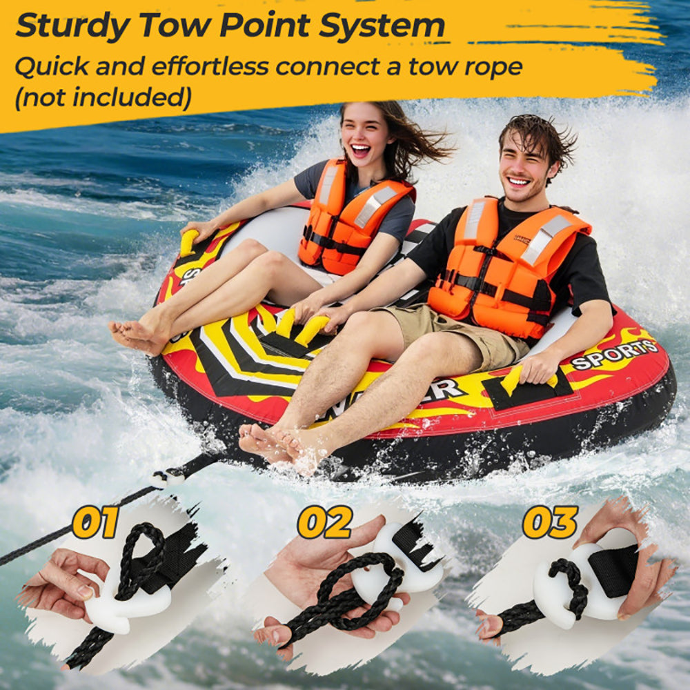 Inflatable Towable Tube for 1-2 Riders - 340 lbs Capacity