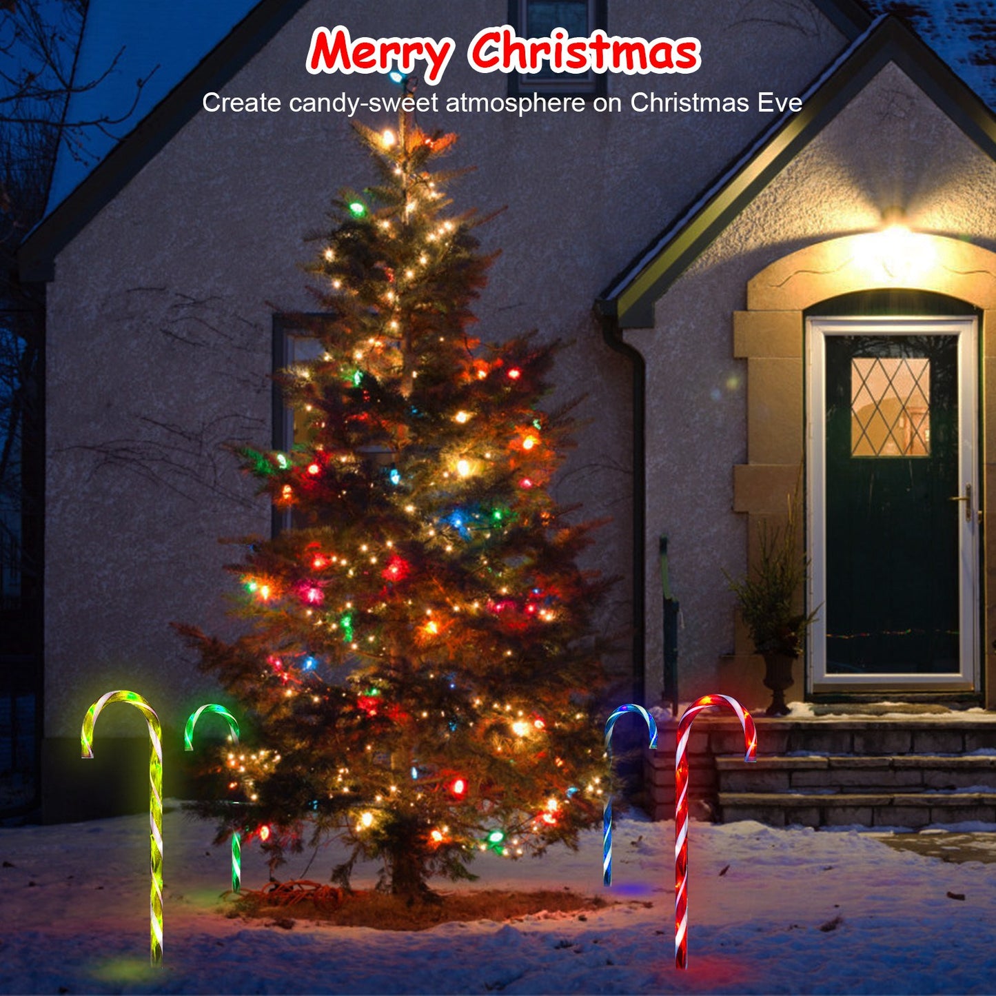 Solar Candy Cane Light - IP55 Waterproof Outdoor Christmas Decoration