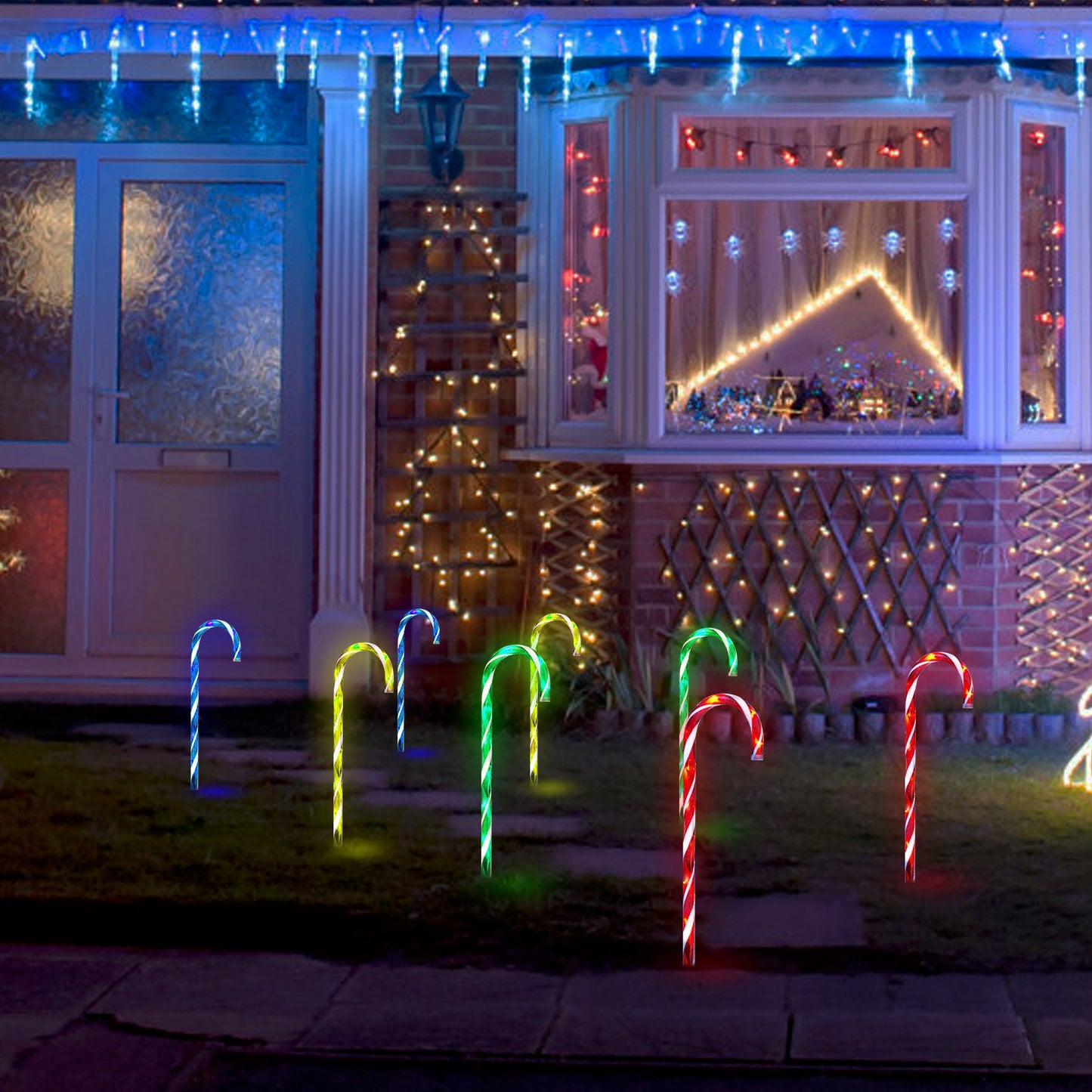 Solar Candy Cane Light - IP55 Waterproof Outdoor Christmas Decoration