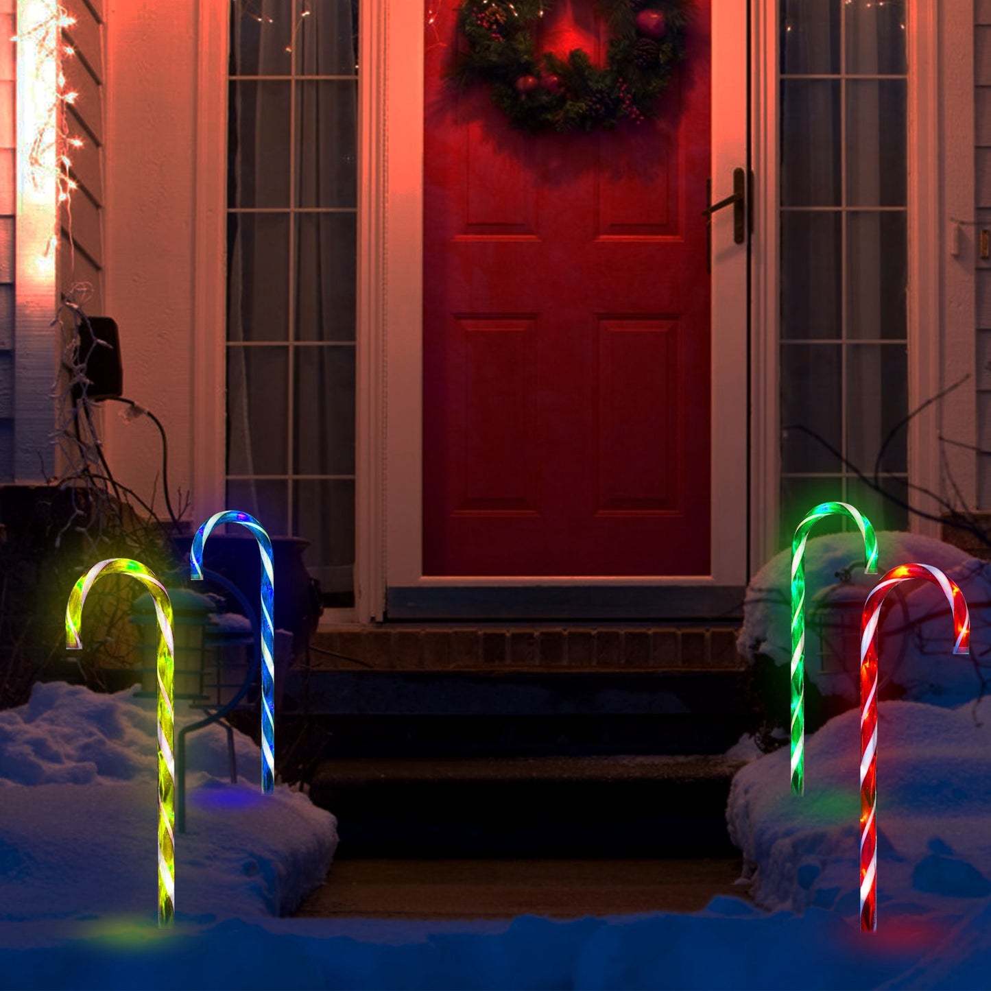 Solar Candy Cane Light - IP55 Waterproof Outdoor Christmas Decoration