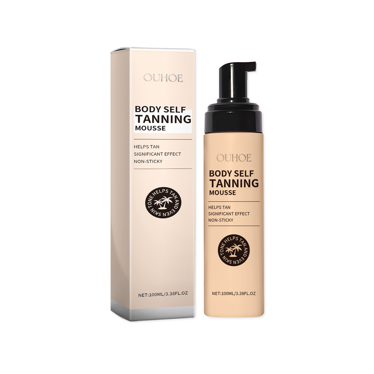 Sunless Tanning Body Mousse - Moisturizing Bronzing Foam for Even Skin Tone