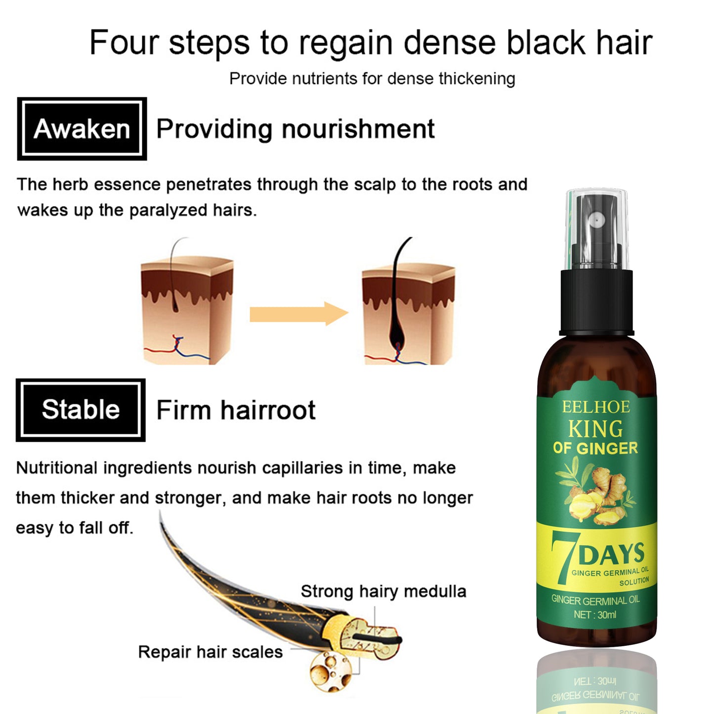 Ginger Scalp Nourishing Hair Spray - Hair Growth and Strengthening Treatment