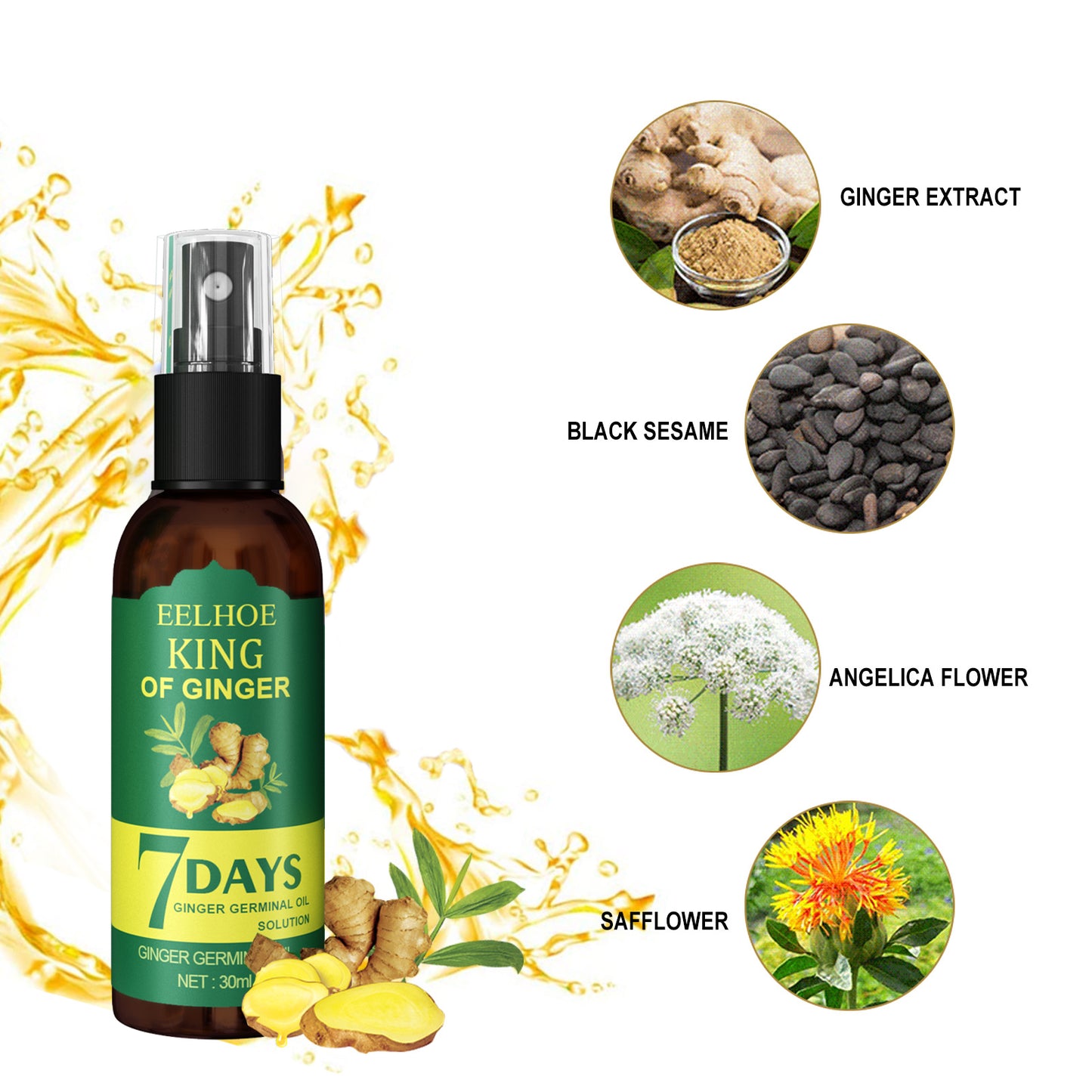 Ginger Scalp Nourishing Hair Spray - Hair Growth and Strengthening Treatment