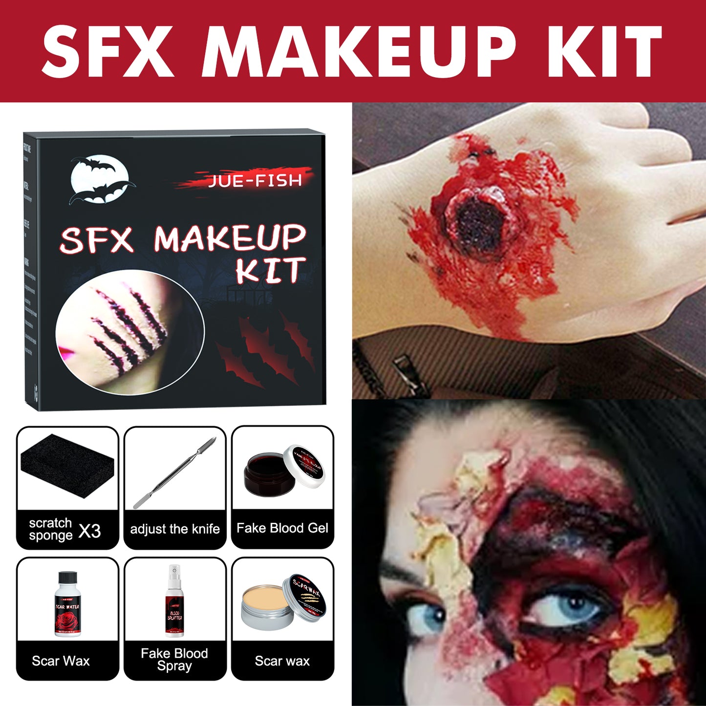 Halloween Makeup Kit for Realistic Wounds and Scars