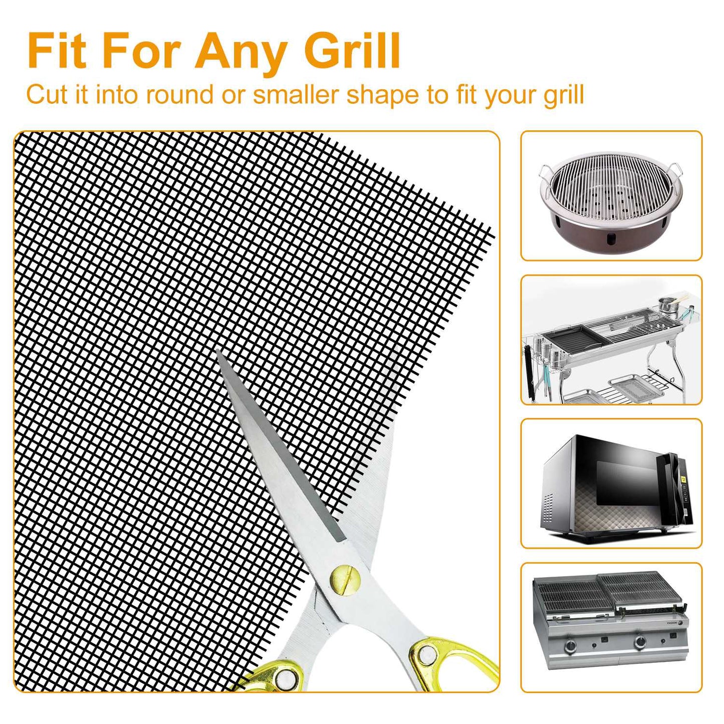 Reusable Non-Stick BBQ Grill Mat - Beige, 500°F Heat Resistant